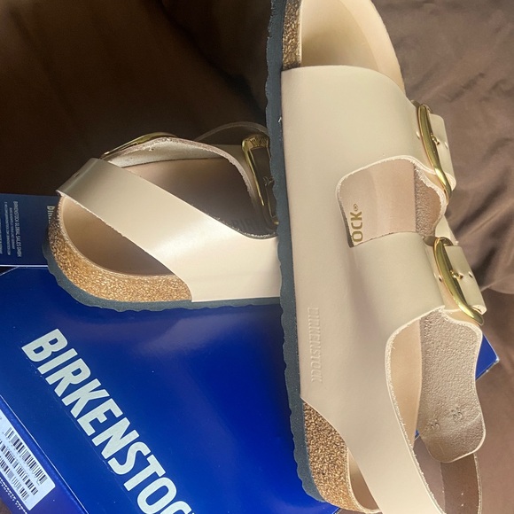 Birkenstock Milano Beige Sandals with Big Buckle - Picture 8 of 11